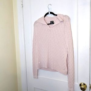 Pastel pink vintage Y2K cable knit Adidas Sweater